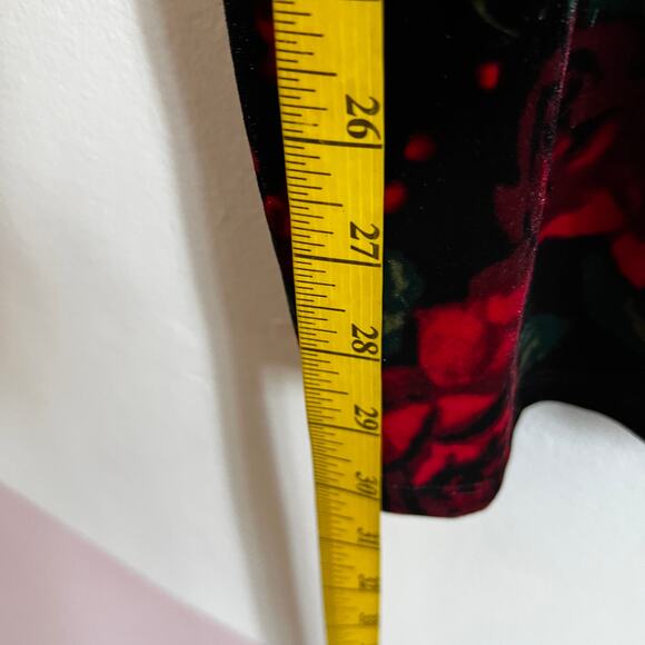 Black Floral‎ Velvet Mini Dress, Gothic Whimsigoth Coquette Grunge Small - Picture 6 of 7